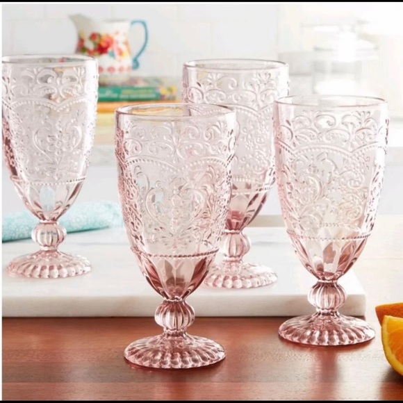 🆕 Pioneer Woman Amelia Rose Tea Goblets - Picture 5 of 5